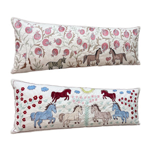 Uzbek Suzani Bedding Pillow Cover Set of 2 | 18'' x 54'' - left angle