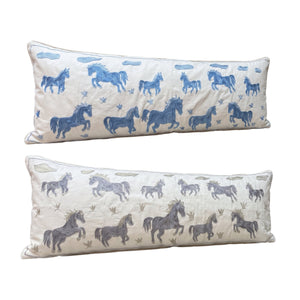 Uzbek Suzani Bedding Pillow Cover Set of 2 | 18'' x 55'' - left angle