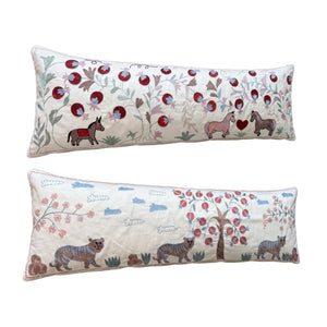 Uzbek Suzani Bedding Pillow Cover Set of 2 | 18'' x 56'' - left angle