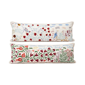 Uzbek Suzani Bedding Pillow Cover Set of 2 | 18'' x 53'' - front view