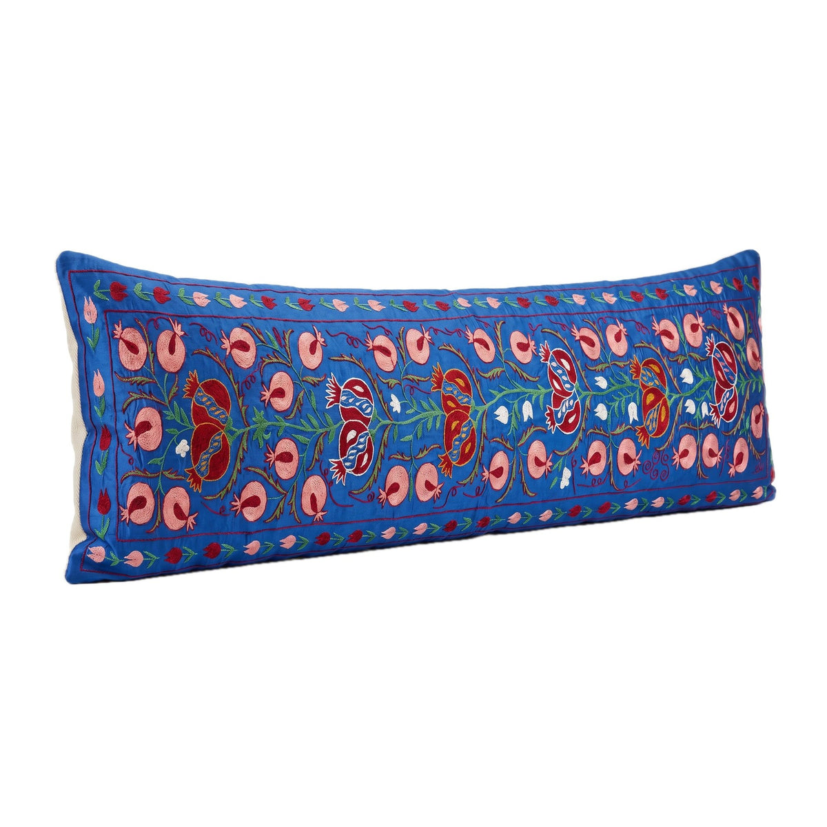Uzbek Suzani Bedding Pillow Cover | 18'' x 74'' - left angle