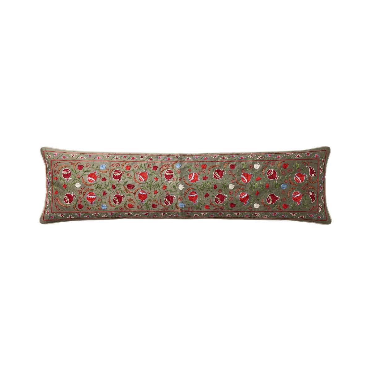 Uzbek Suzani Bedding Pillow Cover | 18'' x 74'' - front view