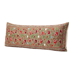 Uzbek Suzani Bedding Pillow Cover | 18'' x 74'' - right angle