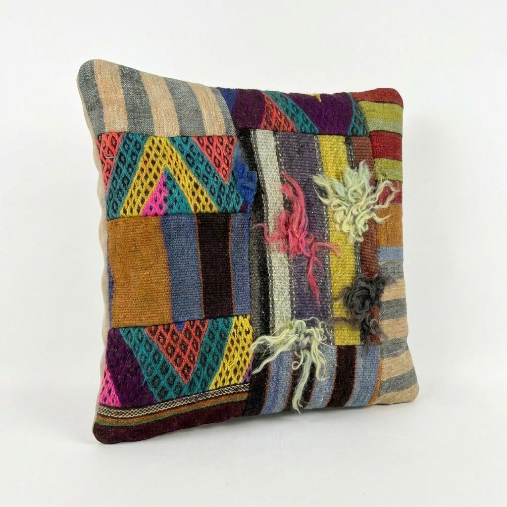 Turkish Kilim Pillow Cover | 20'' x 20'' - left angle