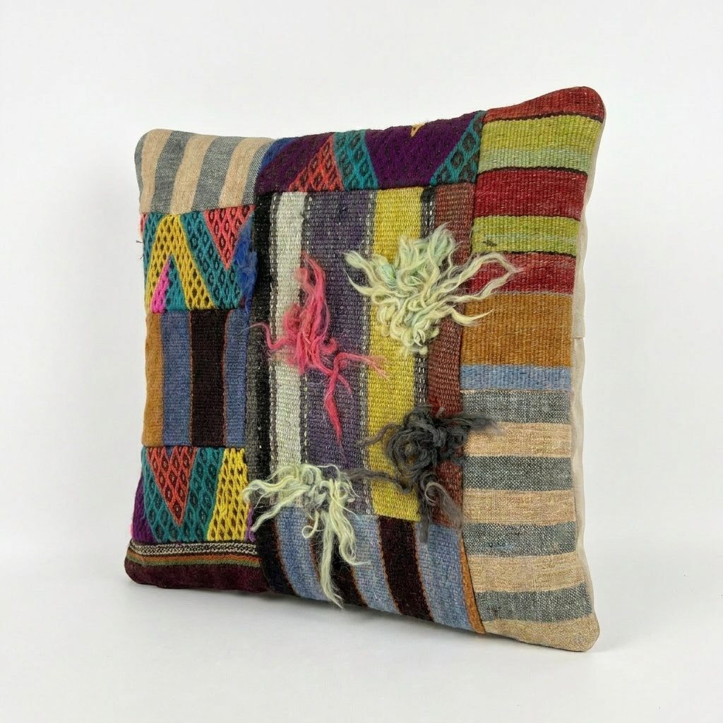 Turkish Kilim Pillow Cover | 20'' x 20'' - right angle
