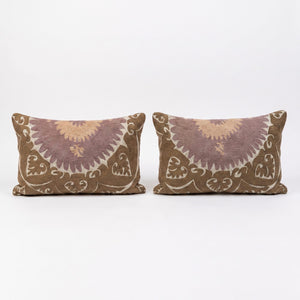 Uzbek Suzani Bedding Pillow Cover Set of 2 | 17'' x 26'' - front view