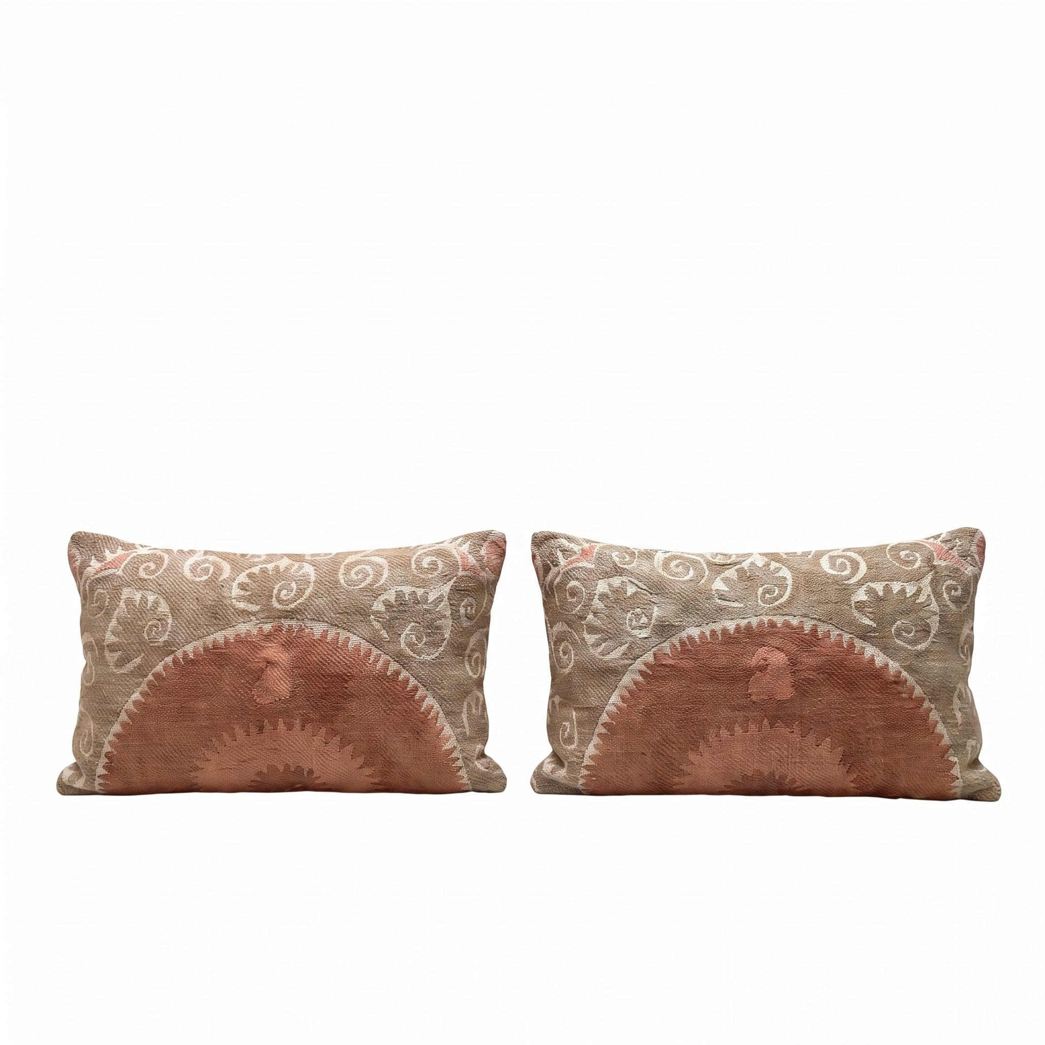 Uzbek Suzani Bedding Pillow Cover Set of 2 | 17'' x 30'' - front view