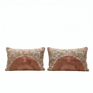 Uzbek Suzani Bedding Pillow Cover Set of 2 | 17'' x 30'' - front view