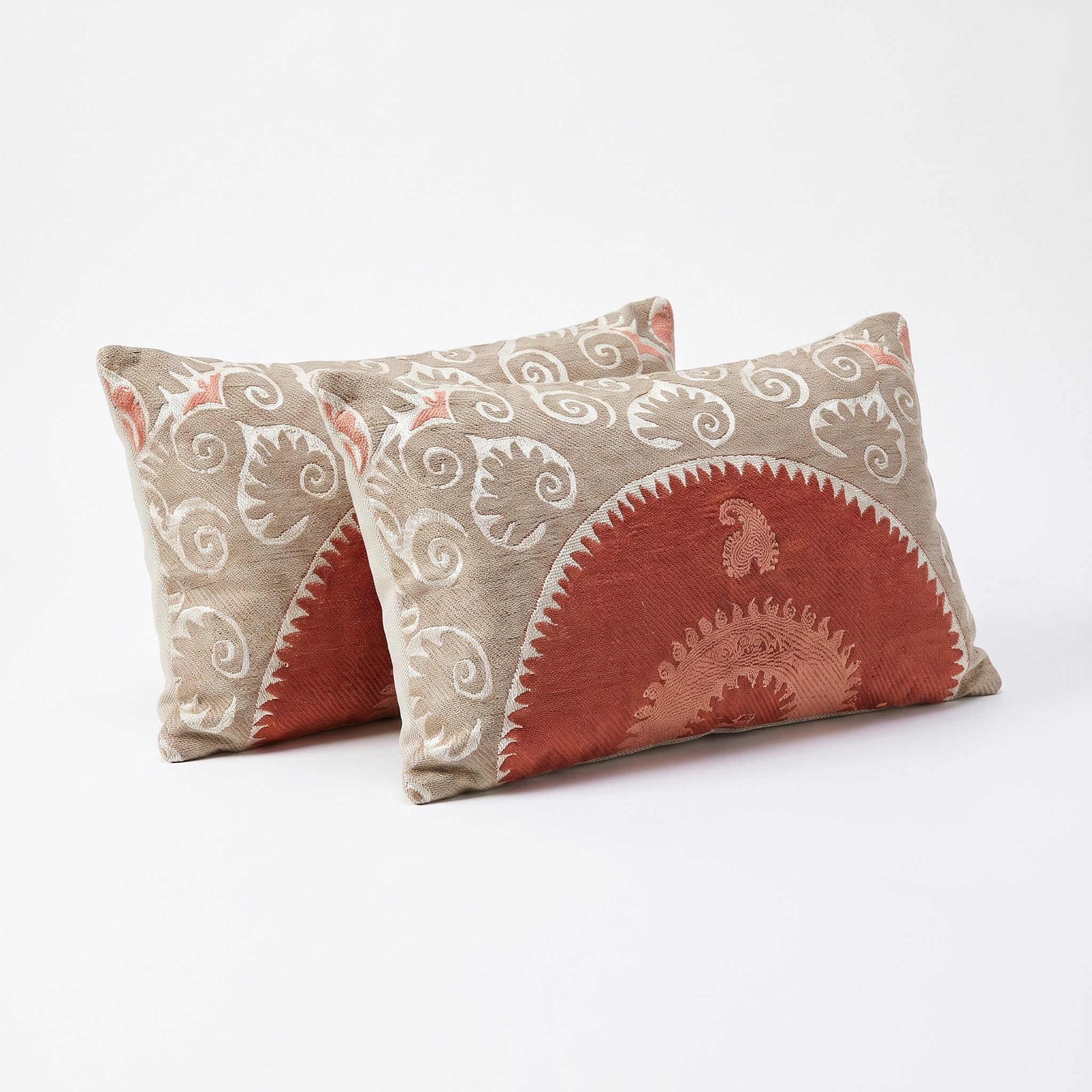 Uzbek Suzani Bedding Pillow Cover Set of 2 | 17'' x 30'' - right angle