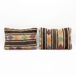 Turkish Rug Pillow Cover Set of 2 | 16'' x 24'' - front view