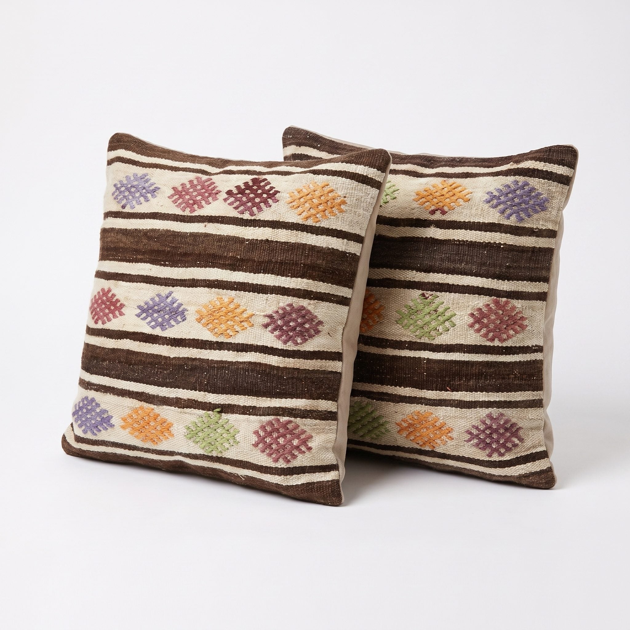 Turkish Rug Pillow Cover Set of 2 | 24'' x 24'' - left angle