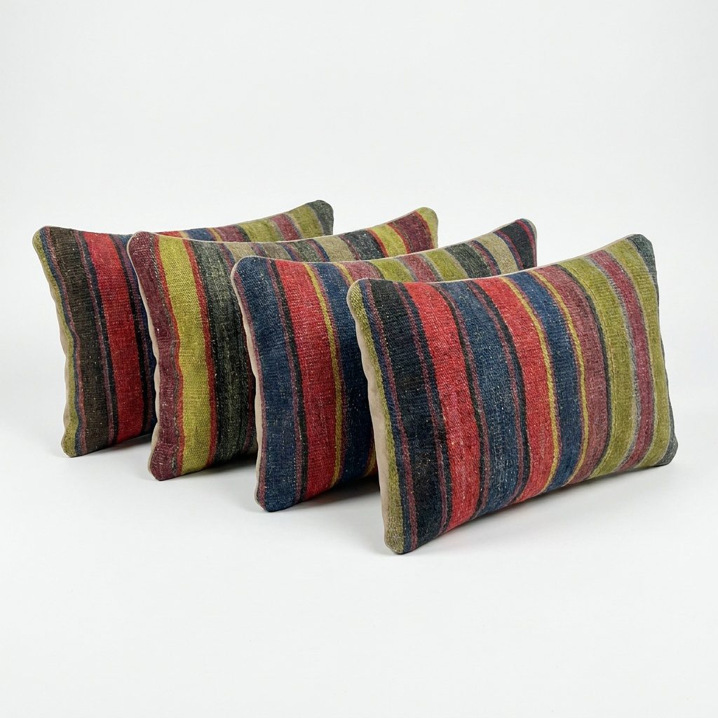 Turkish Kilim Pillow Cover Set of 4 | 16'' x 24'' - right angle