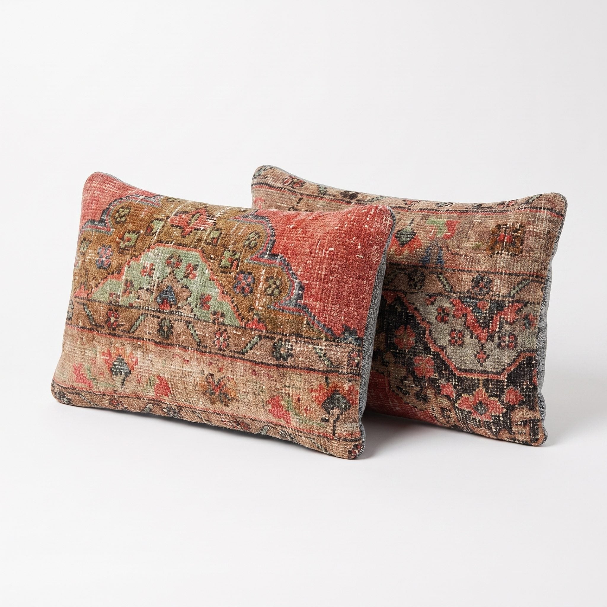 Turkish Rug Pillow Cover Set of 2 | 16'' x 24'' - left angle
