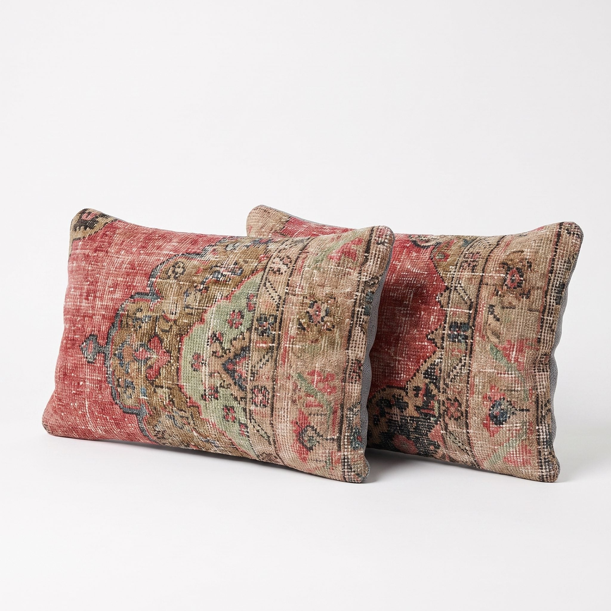 Turkish Rug Pillow Cover Set of 2 | 16'' x 24'' - left angle