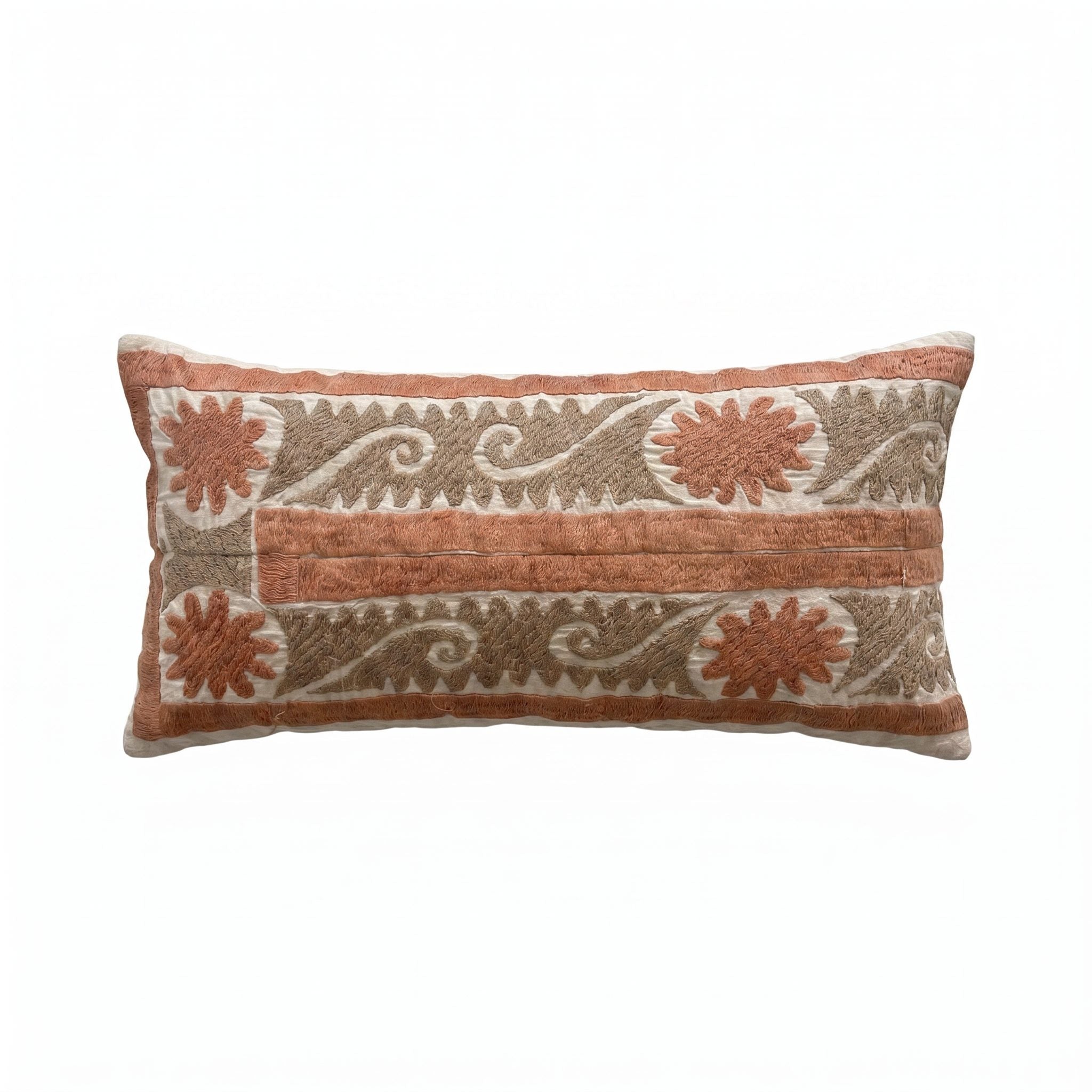 Uzbek Suzani Bedding Pillow Cover | 13'' x 27'' - front view