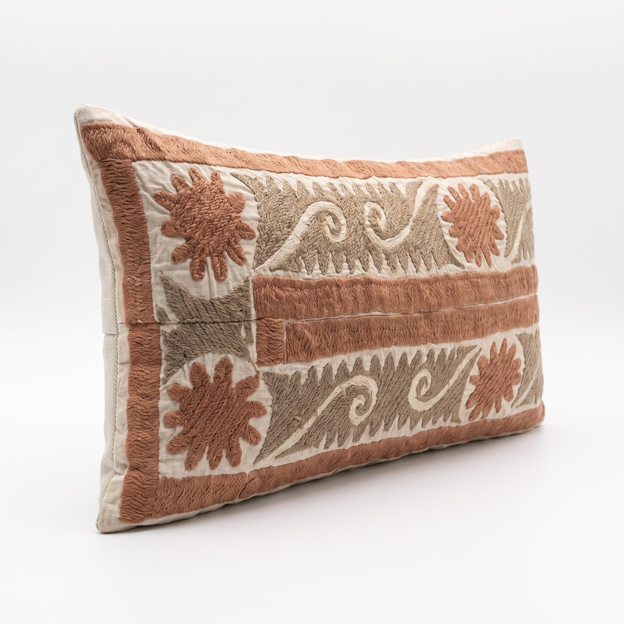 Uzbek Suzani Bedding Pillow Cover | 13'' x 27'' - left angle