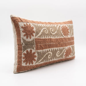 Uzbek Suzani Bedding Pillow Cover | 13'' x 27'' - left angle
