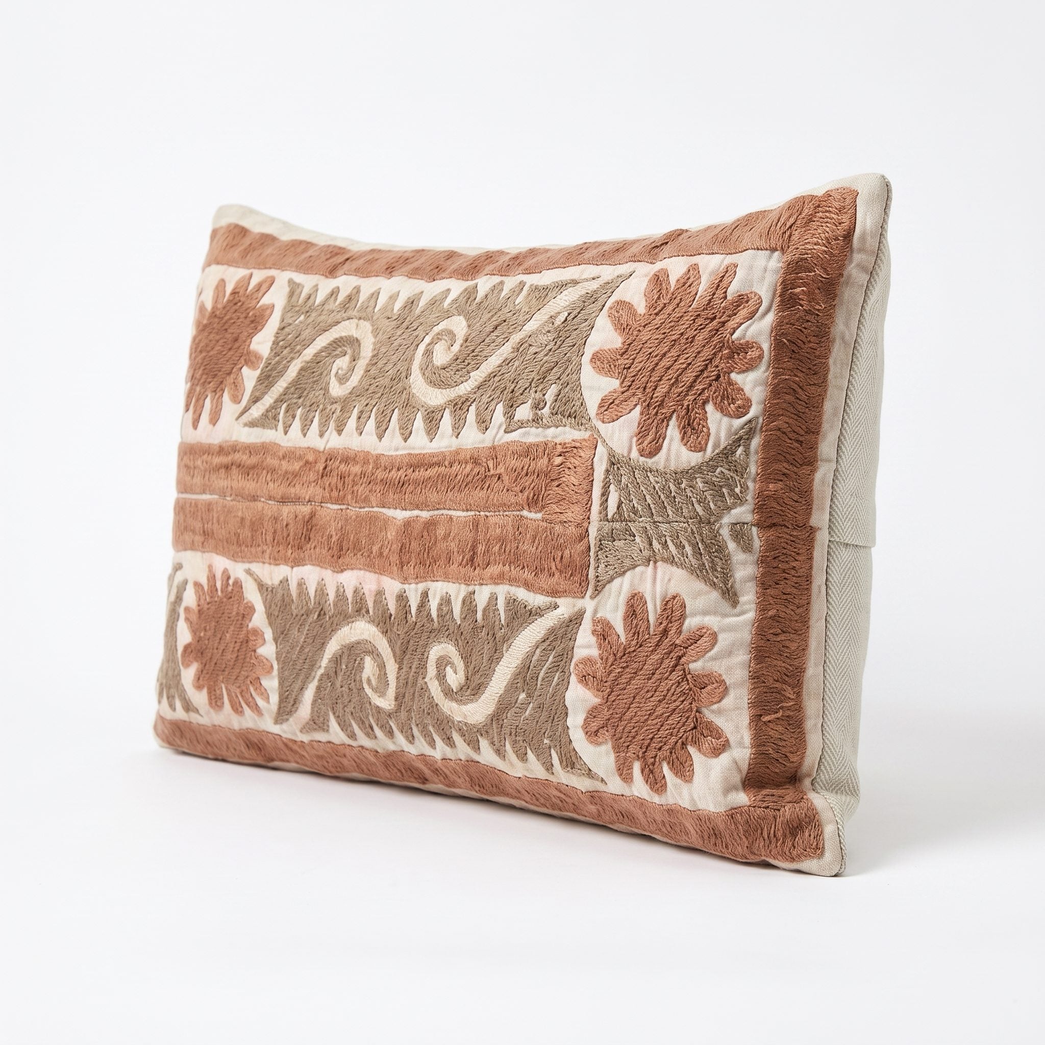 Uzbek Suzani Bedding Pillow Cover | 13'' x 27'' - right angle