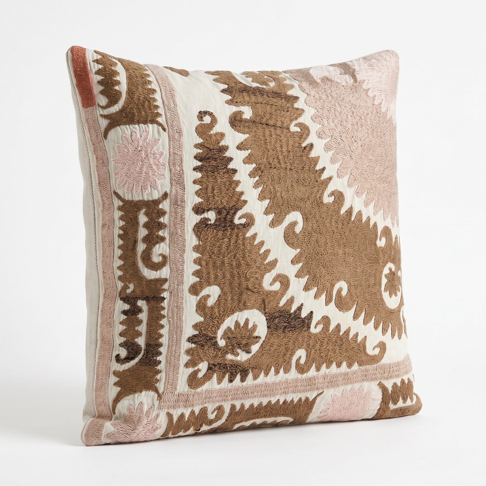 Uzbek Suzani Pillow Cover | 24'' x 21'' - left angle