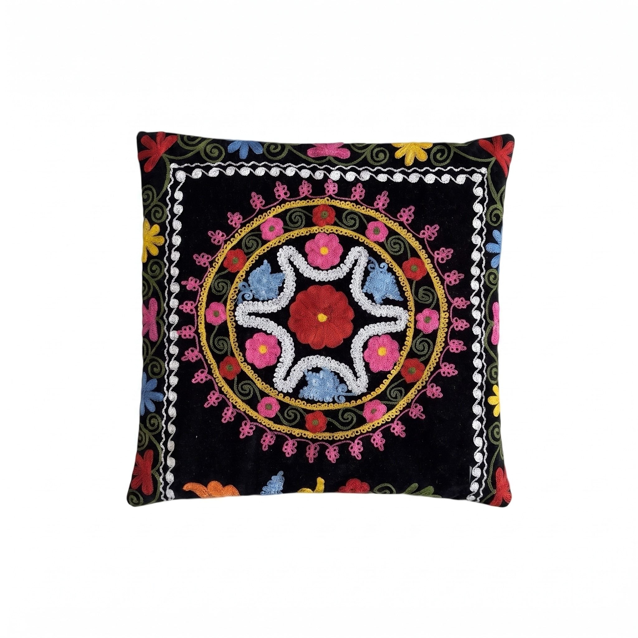 Uzbek Suzani Pillow Cover | 18'' x 18'' - front view