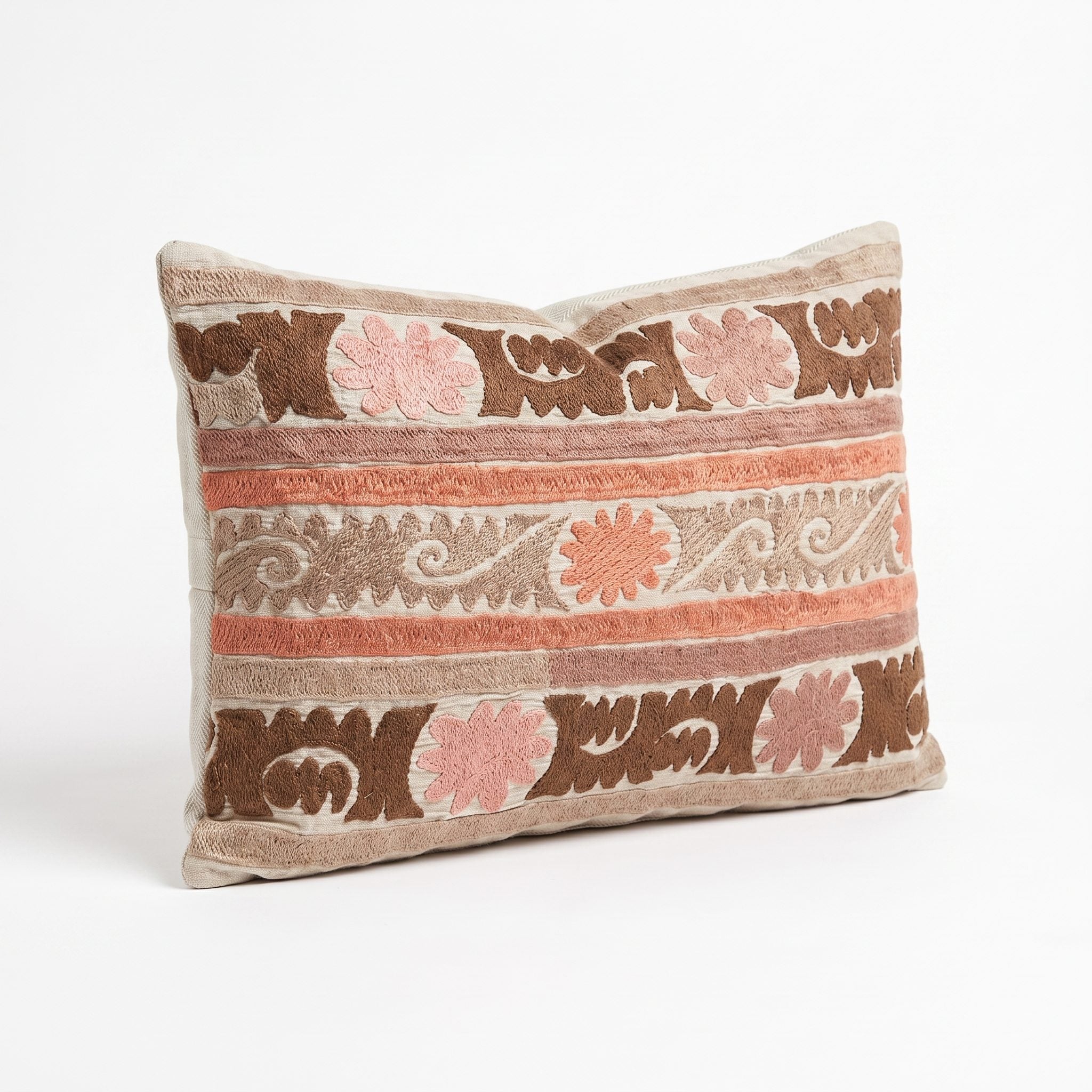 Uzbek Suzani Bedding Pillow Cover | 19'' x 29'' - left angle