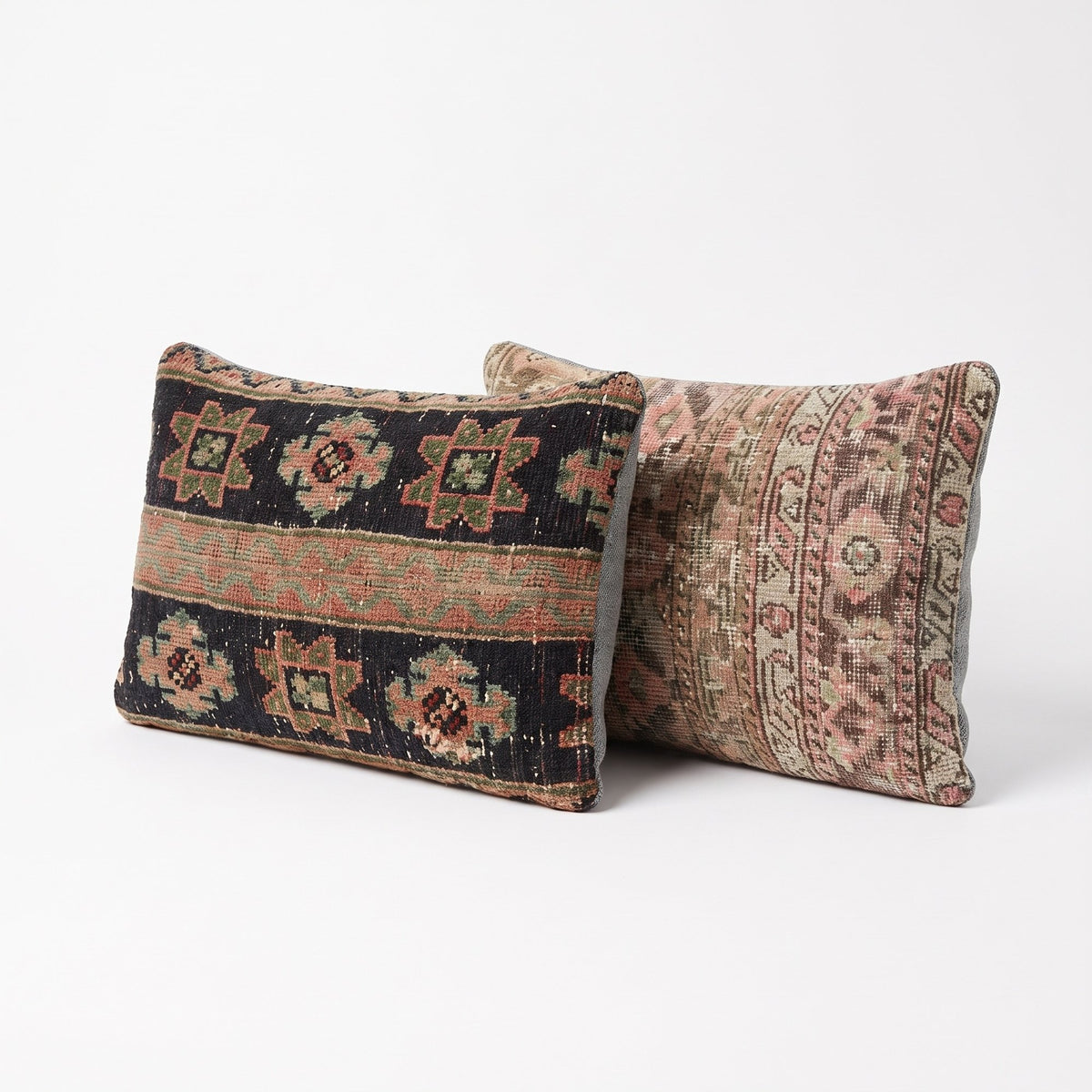 Turkish Rug Pillow Cover Set of 2 | 16'' x 24'' - left angle