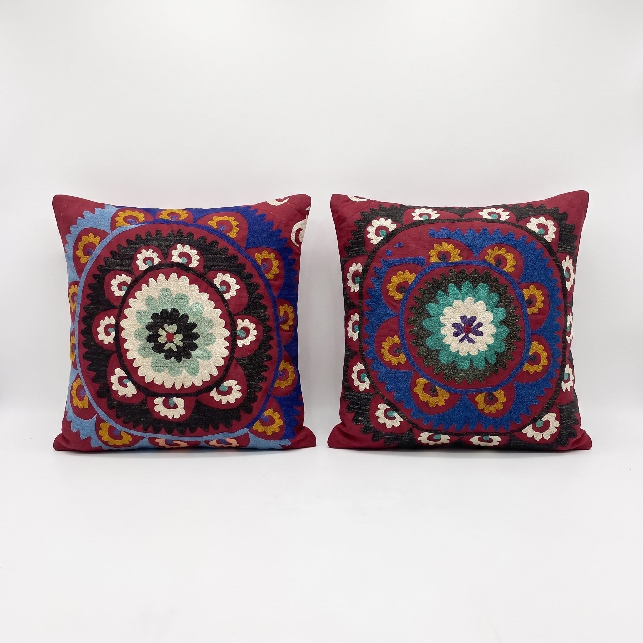 Uzbek Suzani Bedding Pillow Cover Set of 2 | 22'' x 24'' & 23'' x 27'' - front view