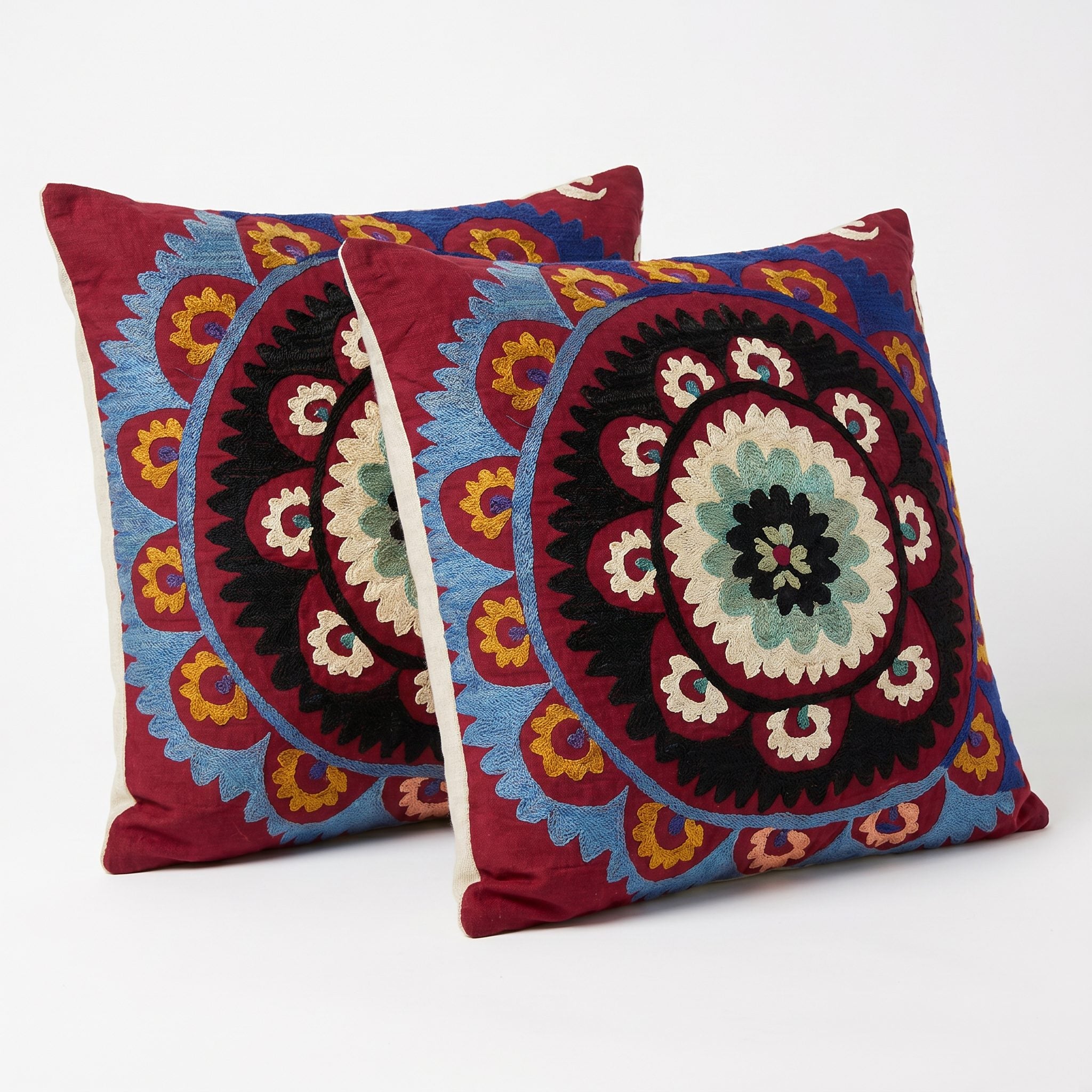Uzbek Suzani Bedding Pillow Cover Set of 2 | 22'' x 24'' & 23'' x 27'' - right angle