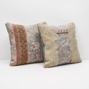 Turkish Rug Pillow Cover Set of 2 | 20'' x 20'' - right angle
