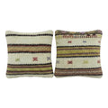 Turkish Kilim Pillow Cover Set of 2 | 16'' x 16'' - front view
