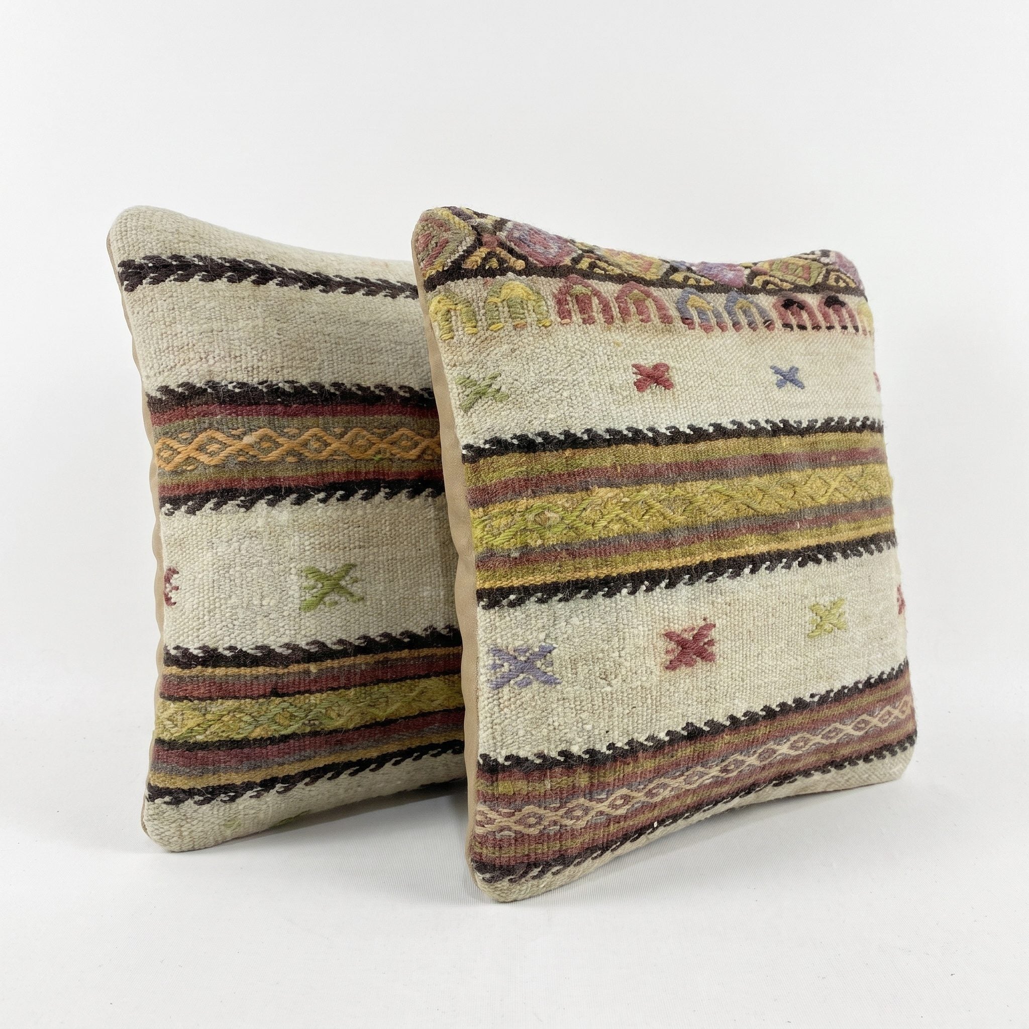 Turkish Kilim Pillow Cover Set of 2 | 16'' x 16'' - right angle