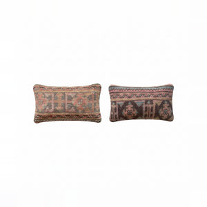 Turkish Rug Pillow Cover Set of 2 | 12'' x 20'' - front view