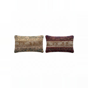Turkish Rug Pillow Cover Set of 2 | 16'' x 24'' - front view