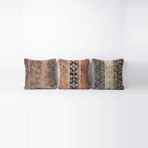 Turkish Rug Pillow Cover Set of 3 | 24'' x 24'' & 22'' x 24'' & 23'' x 23'' - front view