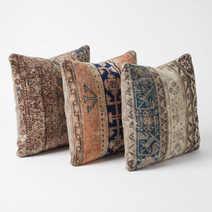 Turkish Rug Pillow Cover Set of 3 | 24'' x 24'' & 22'' x 24'' & 23'' x 23'' - left angle