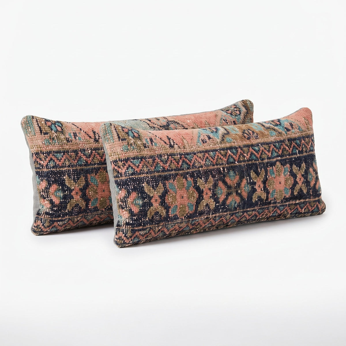 Turkish Rug Bedding Pillow Cover Set of 2 | 11'' x 35'' & 12'' x 36'' - left angle