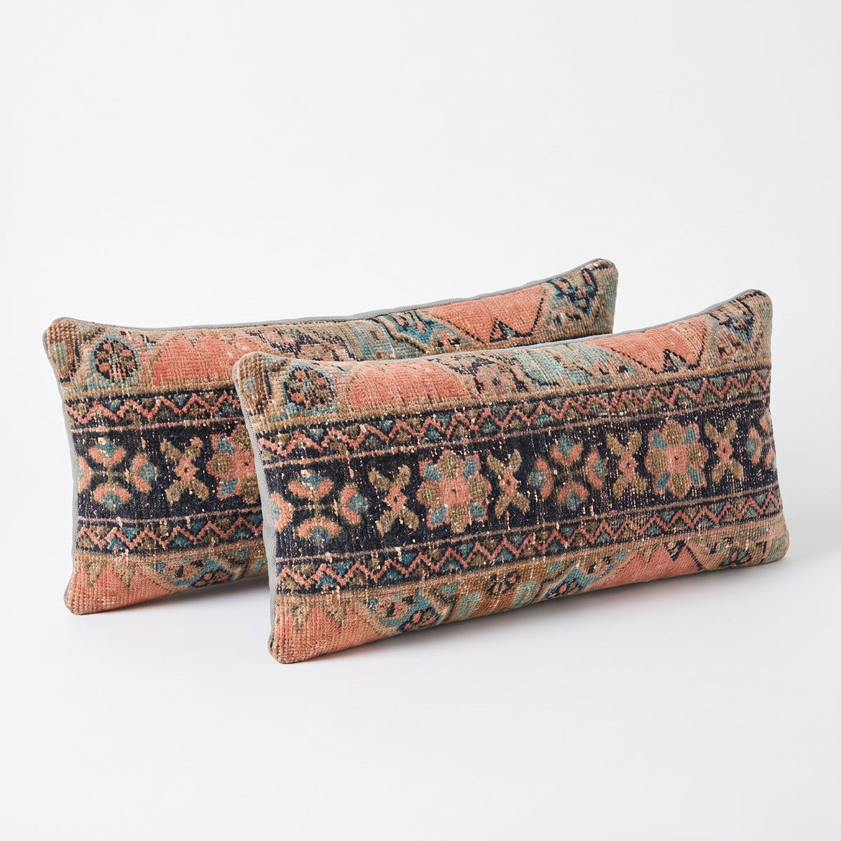 Turkish Rug Bedding Pillow Cover Set of 2 | 11'' x 35'' & 12'' x 36'' - right angle