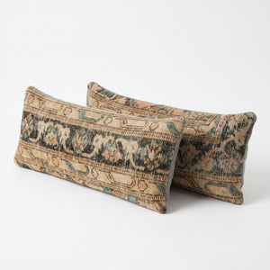 Turkish Rug Bedding Pillow Cover Set of 2 | 12'' x 36'' & 12'' x 35'' - left angle