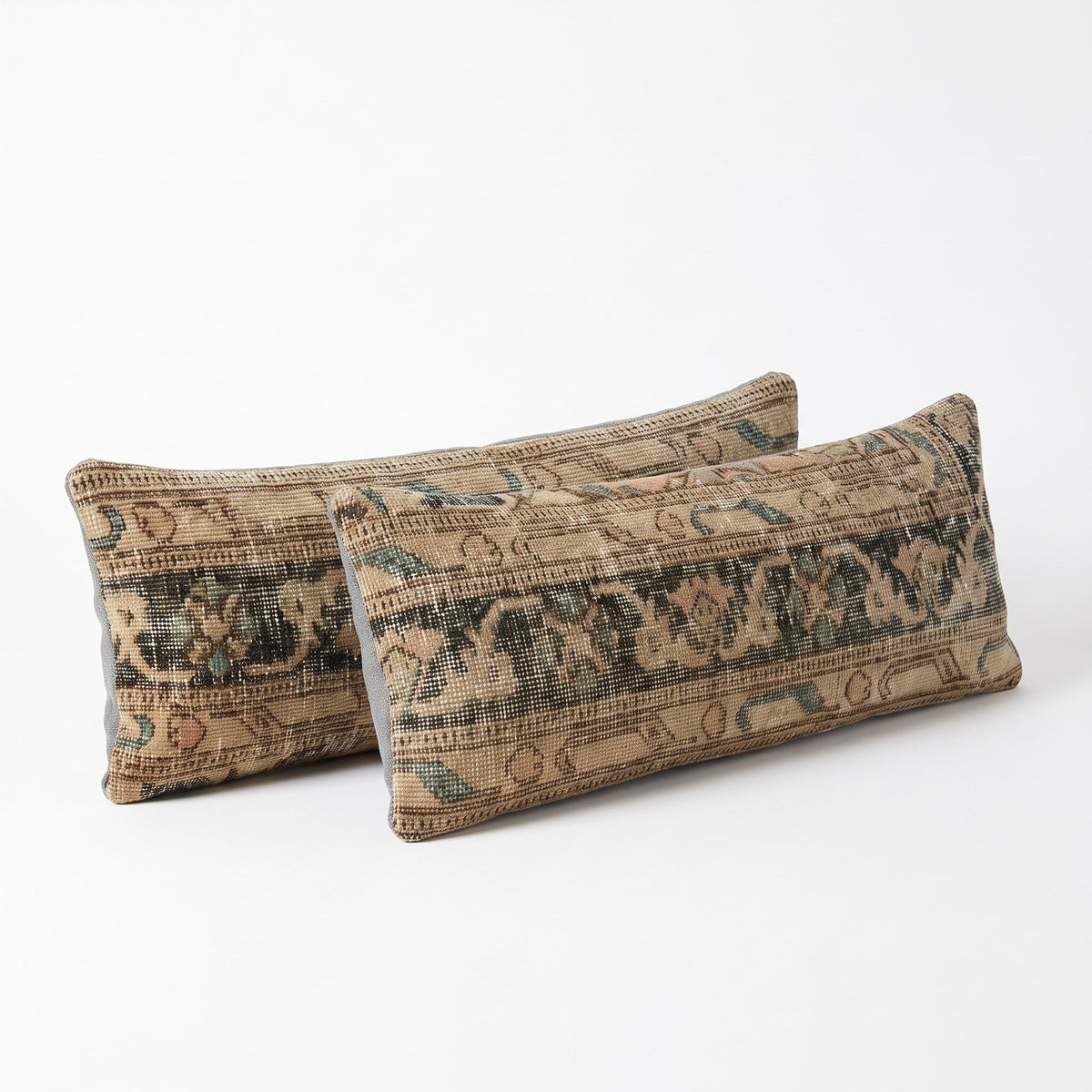 Turkish Rug Bedding Pillow Cover Set of 2 | 12'' x 36'' & 12'' x 35'' - right angle