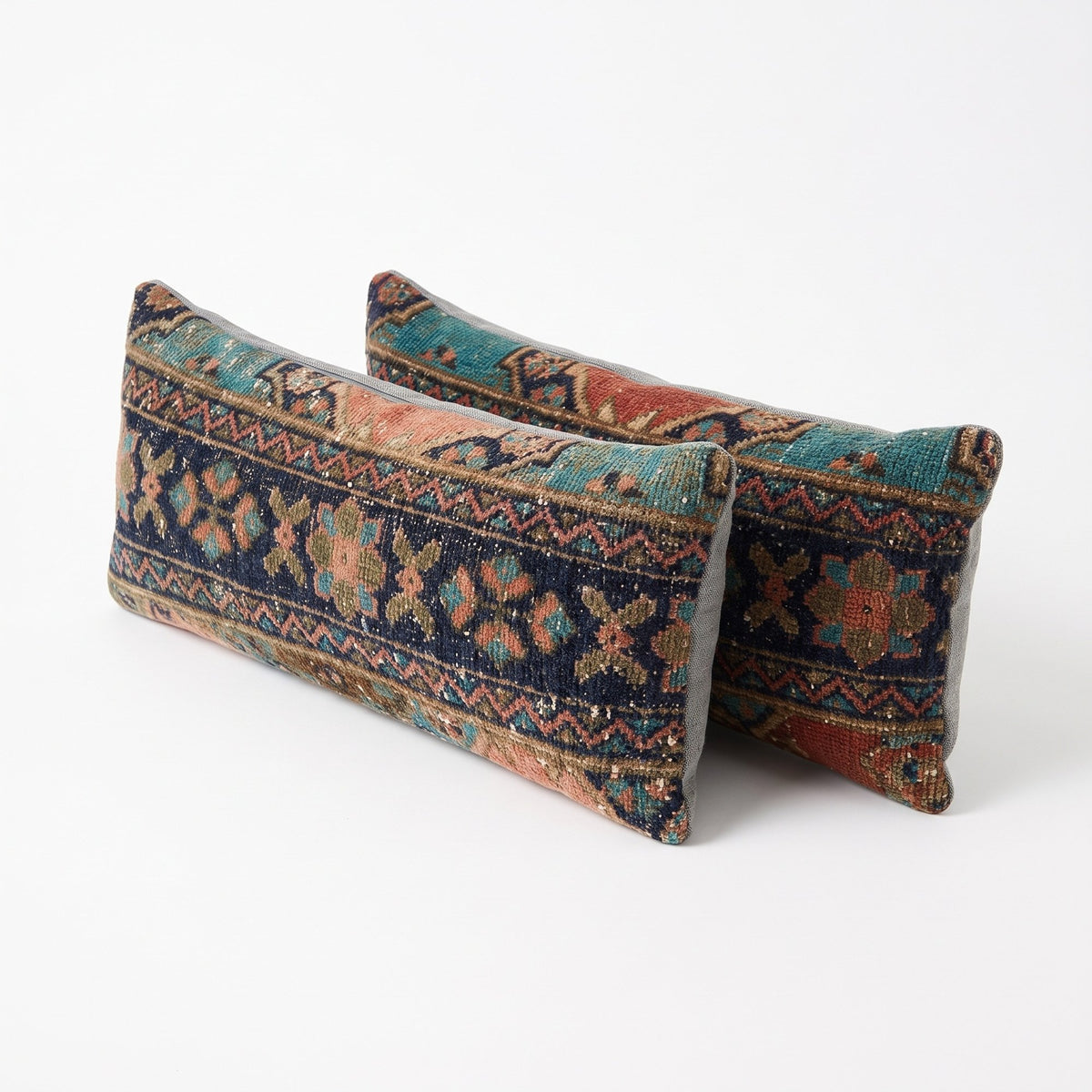 Turkish Rug Bedding Pillow Cover Set of 2 | 10'' x 36'' - left angle