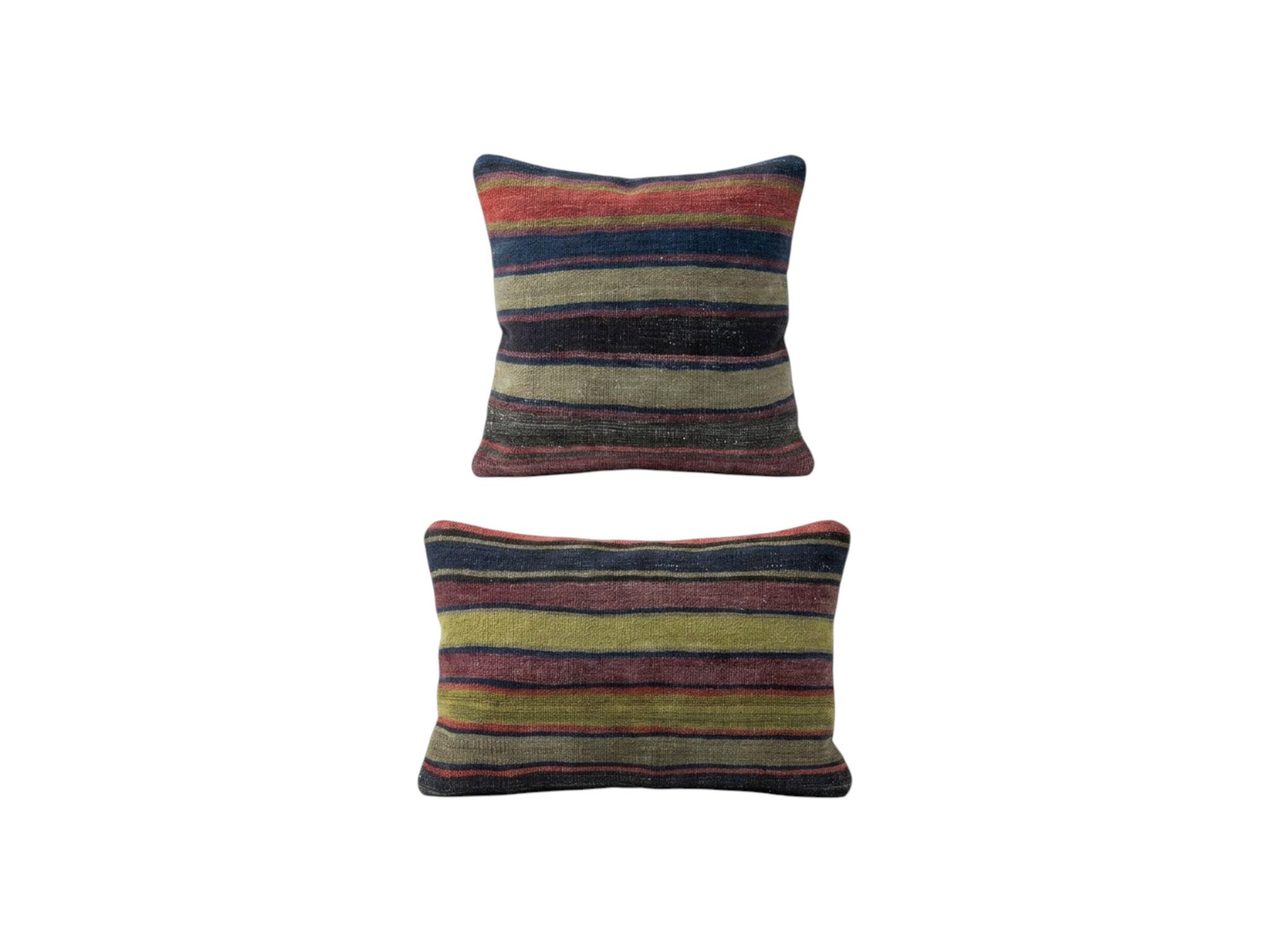 Turkish Kilim Pillow Cover Set of 2 | 16'' x 20'' & 16'' x 24'' - front view