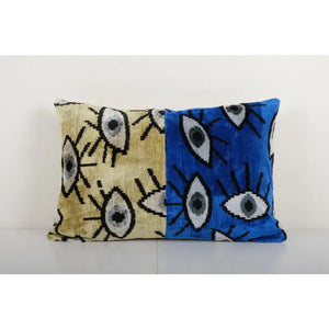 Silk Ikat Patchwork Velvet Pillow Cover | 16'' x 22''