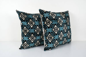 Silk Ikat Velvet Pillow Cover Set of 2 | 24'' x 24''