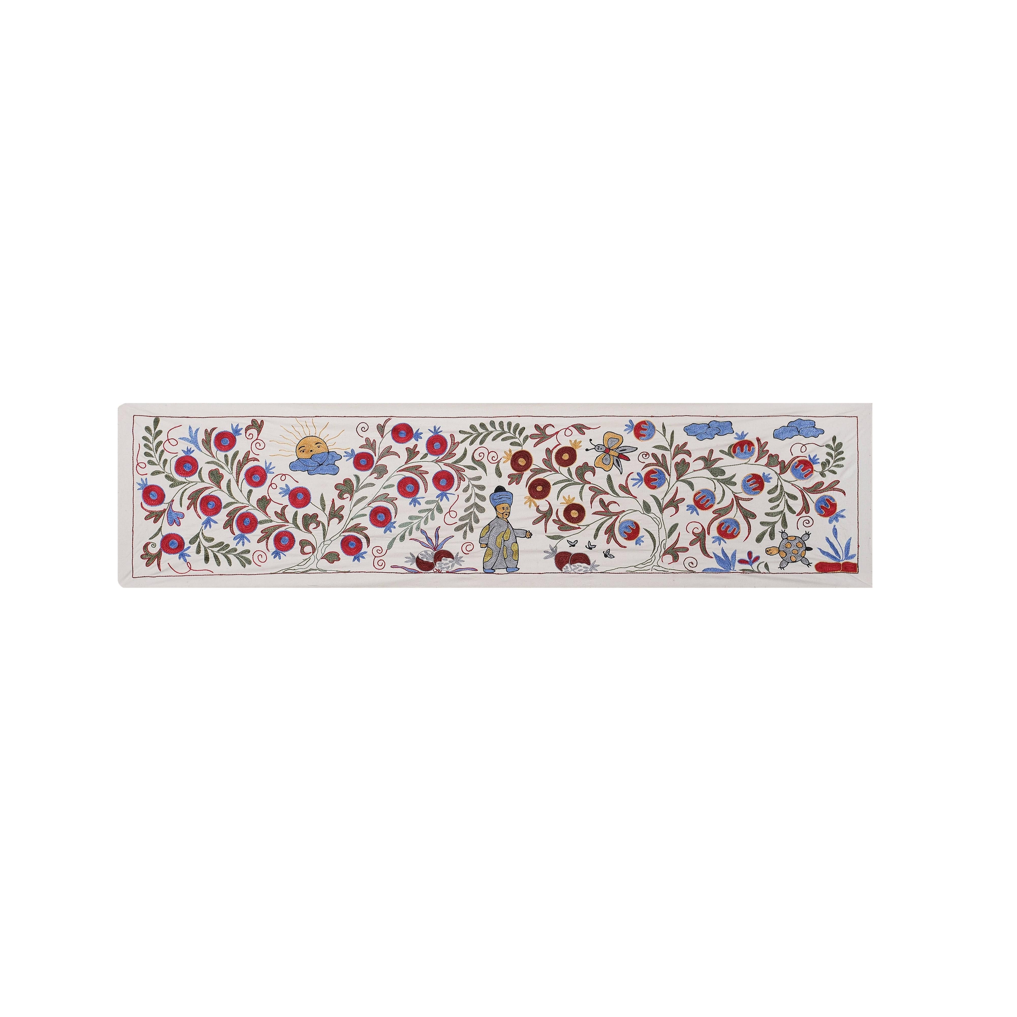 Hand-Embroidered Suzani Table Runner 1'8'' x 6'1''