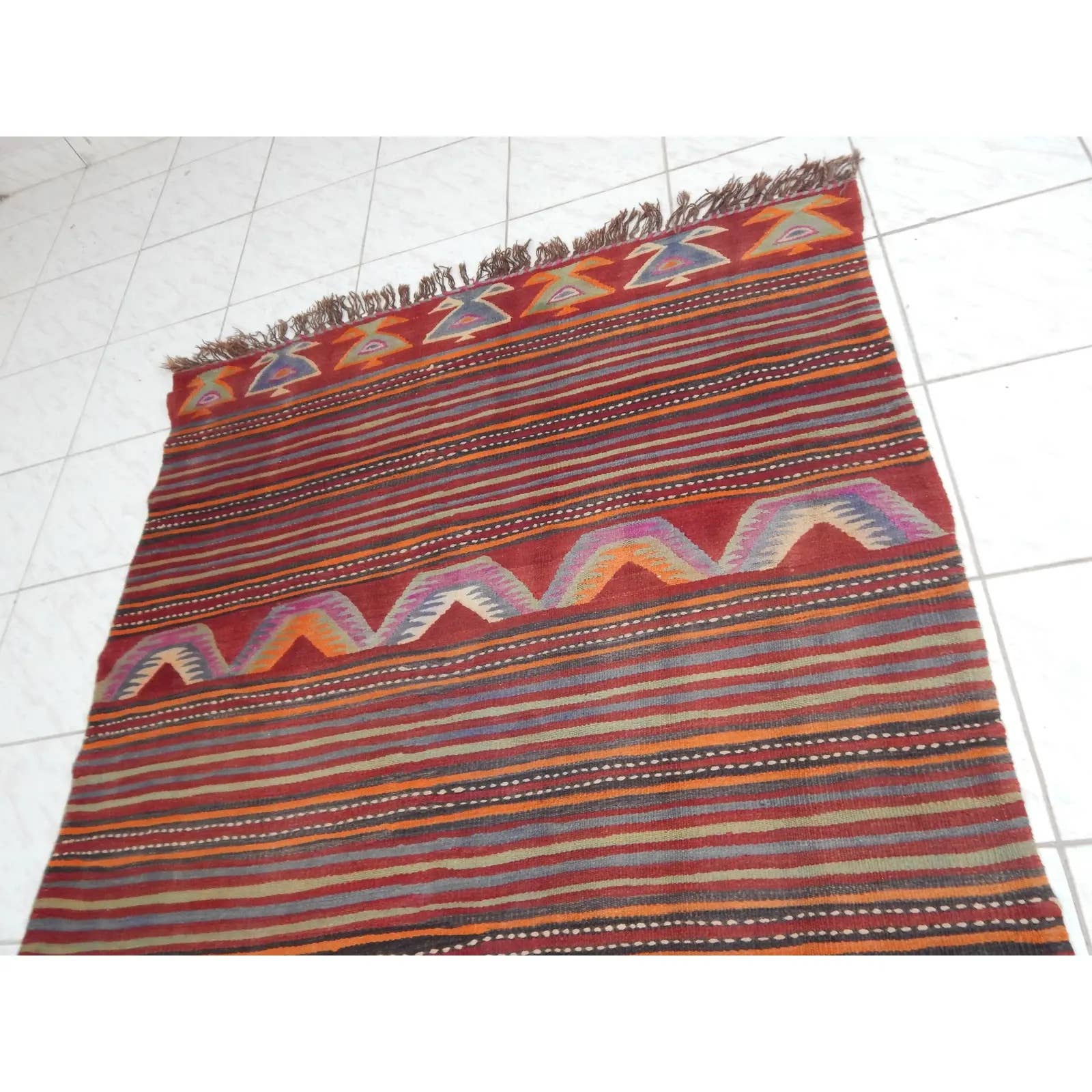 Vintage Turkish Kilim Rug 4'6'' x 5'6''