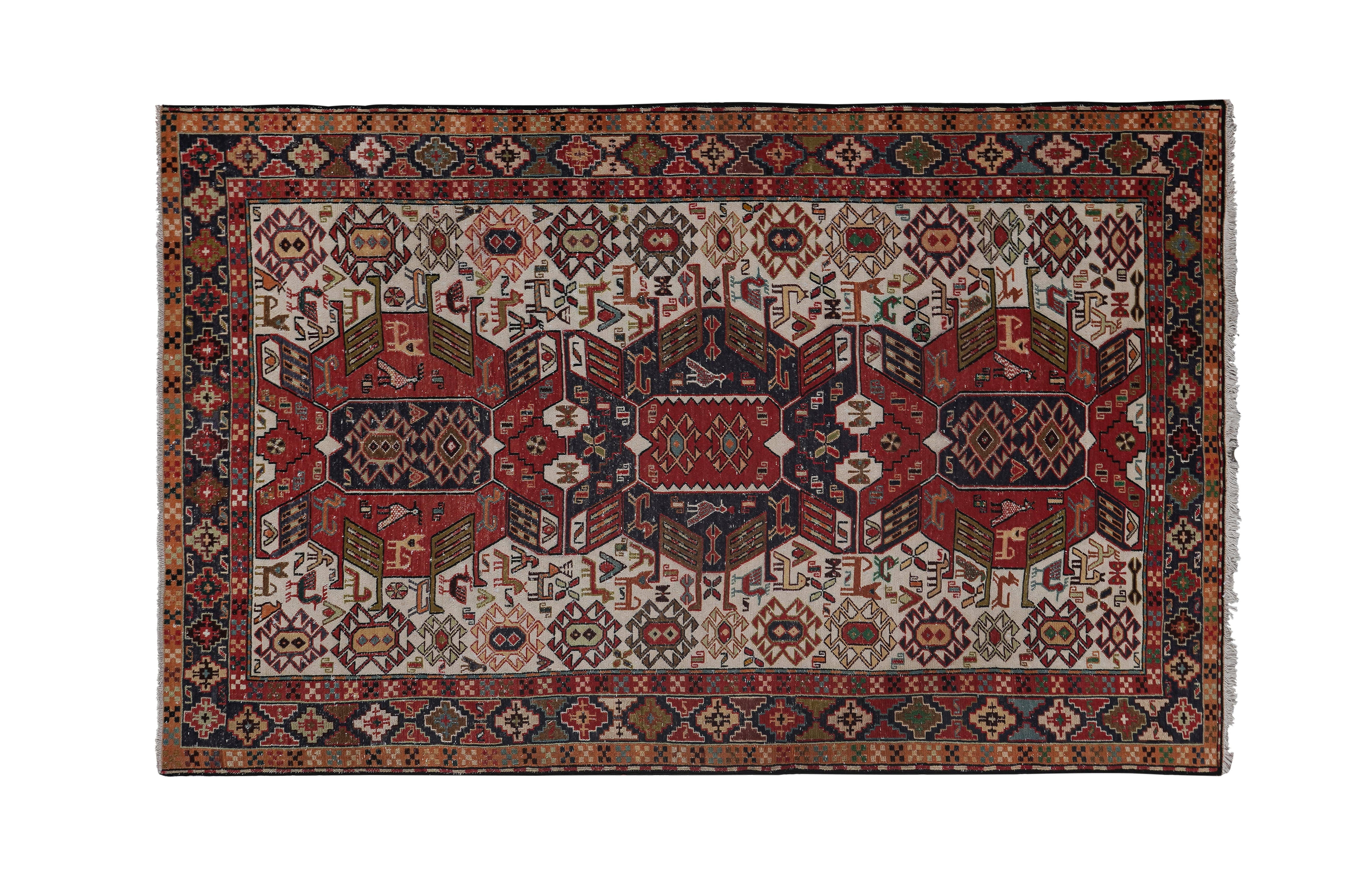 Vintage Soumac Kilim Rug 4' x 6'4''