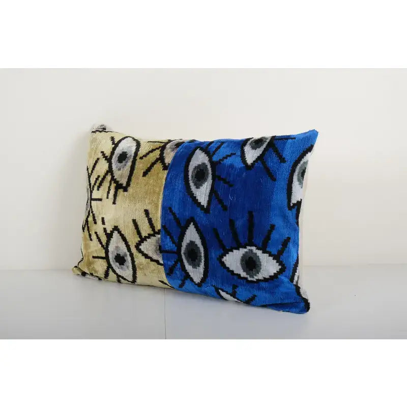 Silk Ikat Patchwork Velvet Pillow Cover | 16'' x 22''
