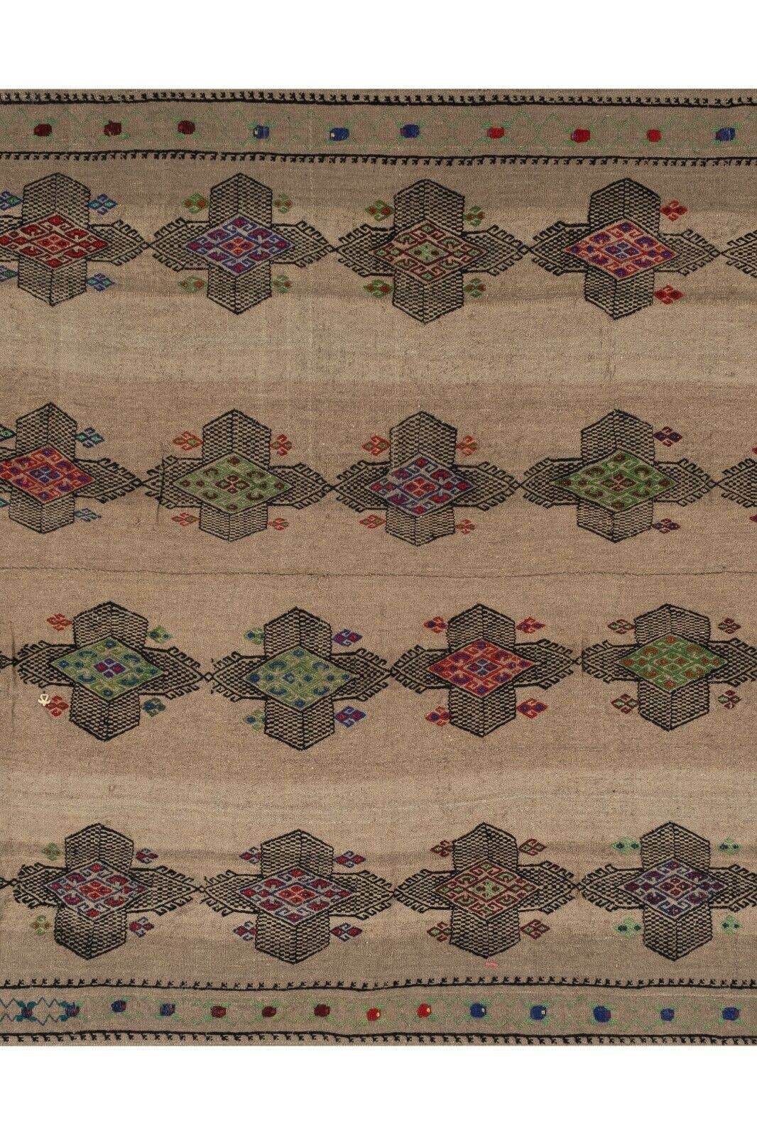 Vintage Turkish Karapinar Kilim Rug 4'7'' x 7'5''