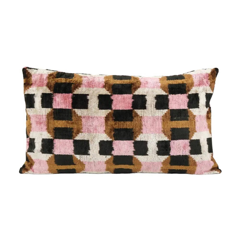 Silk Ikat Velvet Pillow Cover | 16'' x 24''
