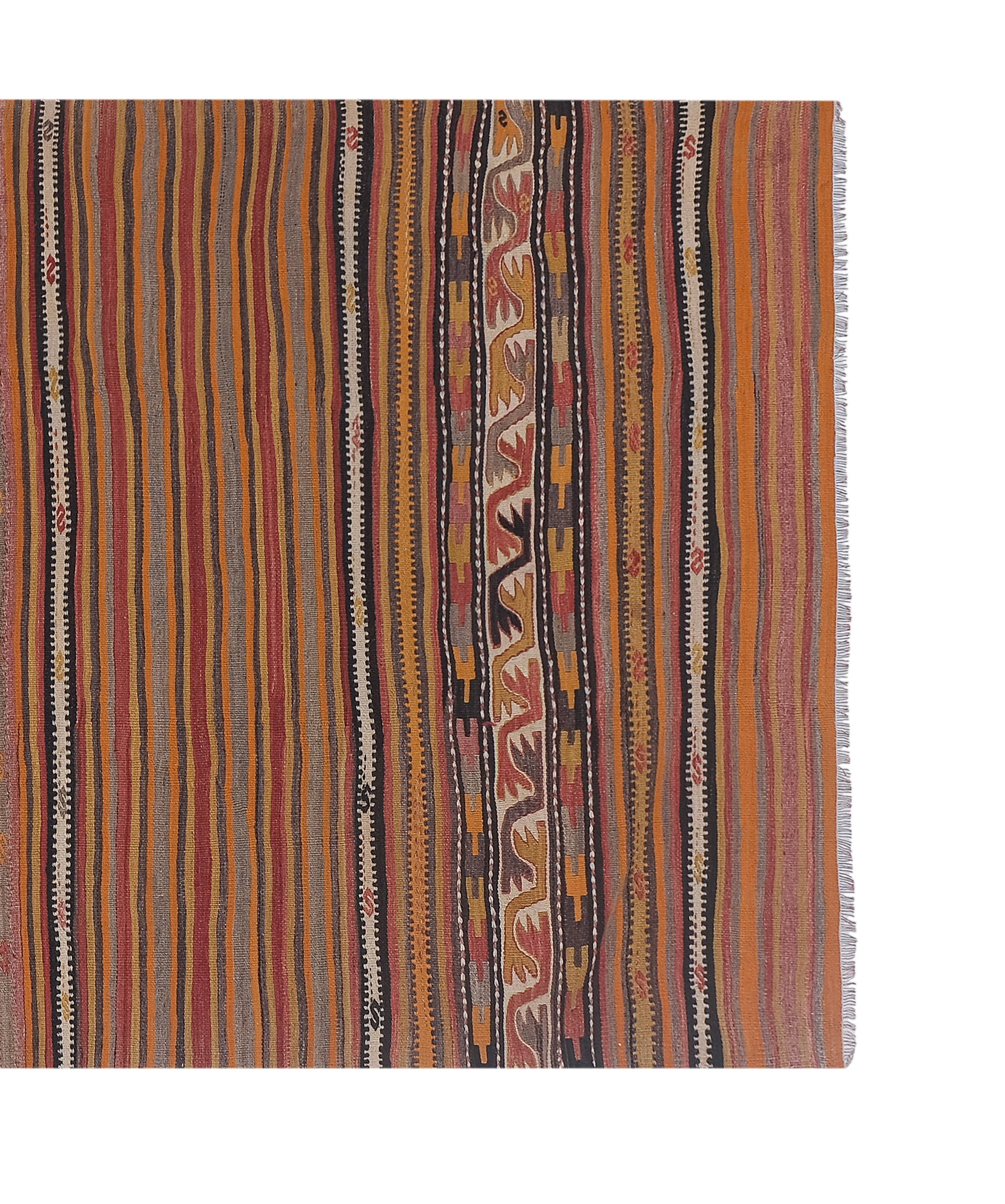 Vintage Turkish Kilim Rug 5'5'' x 12'1''